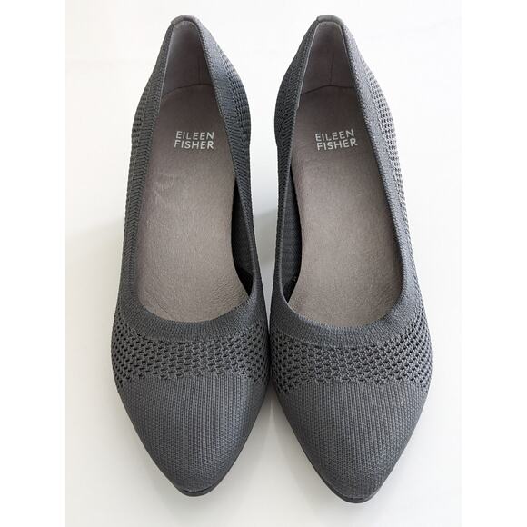 Eileen Fisher Kiss Stretch Knit Pumps Gray Size 7 Comfortable Slip-On Shoes $195 - Picture 3 of 6